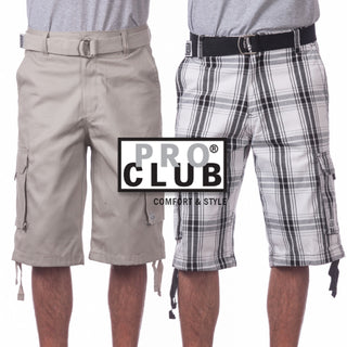 PROCLUB Men's Twill Cargo Shorts Regular Size 30"- 42" (1Pc)