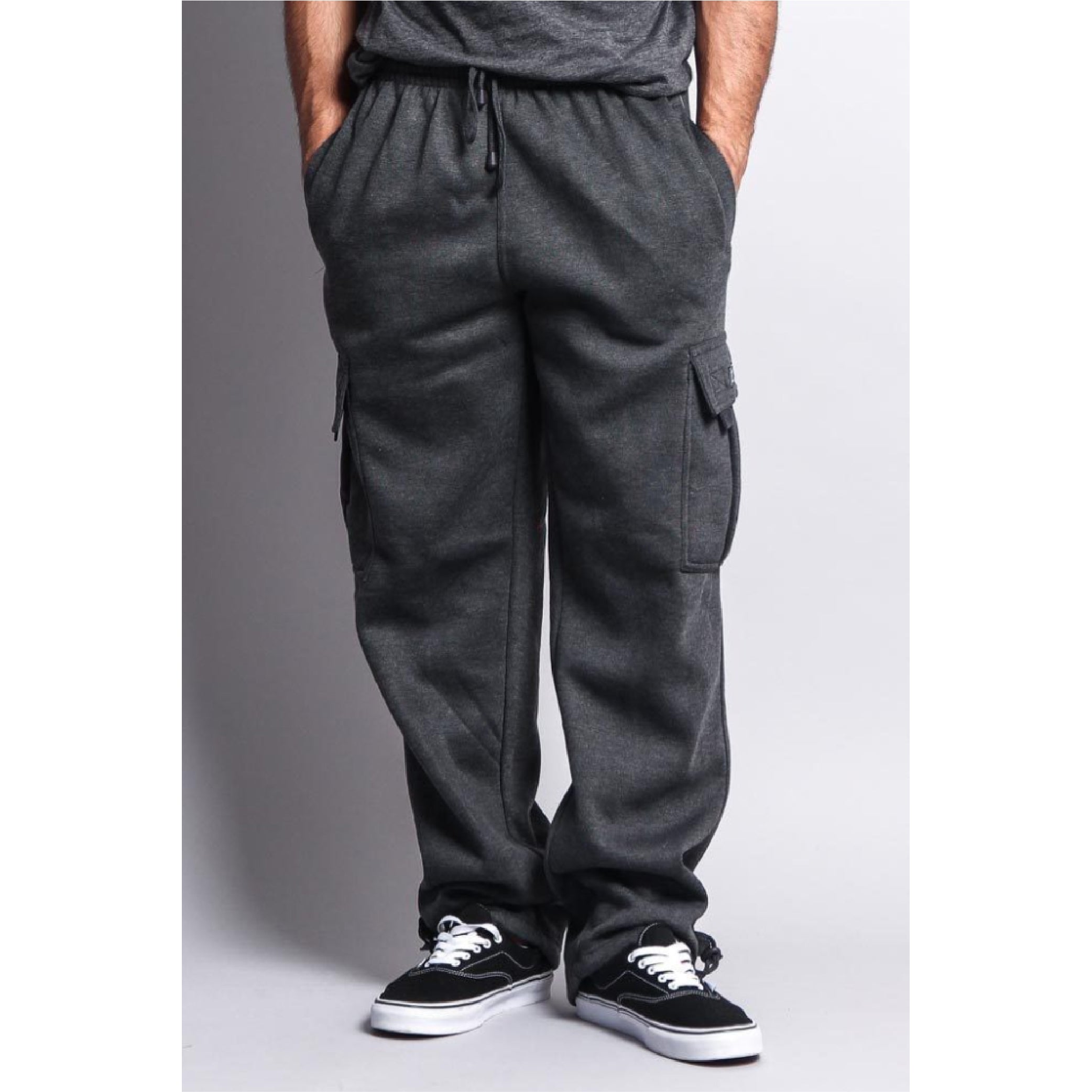 Pro 5 Mens Fleece Cargo Sweatpants,Dark Grey,3XL 